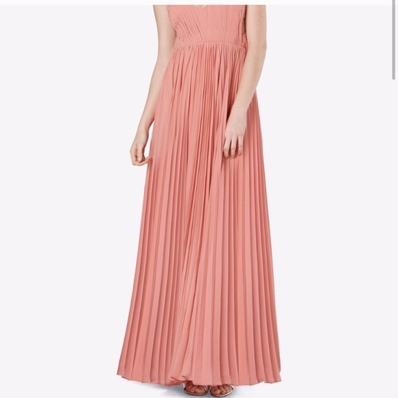 Fame and Partners V neck Open Back Pleated Gown in Mauve Pink - Picture 4 of 14